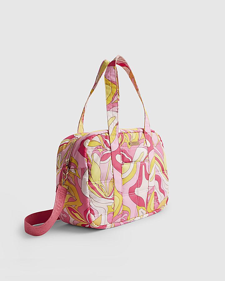 River Island Pink Swirl Quilted Holdall Bag