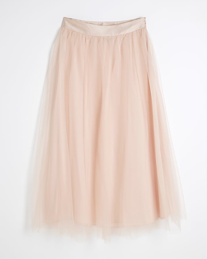 river island Pink Tulle Mesh Midi Skirt