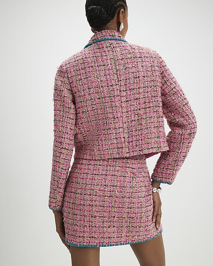 river island Pink Whipstitch Boucle Mini Skirt