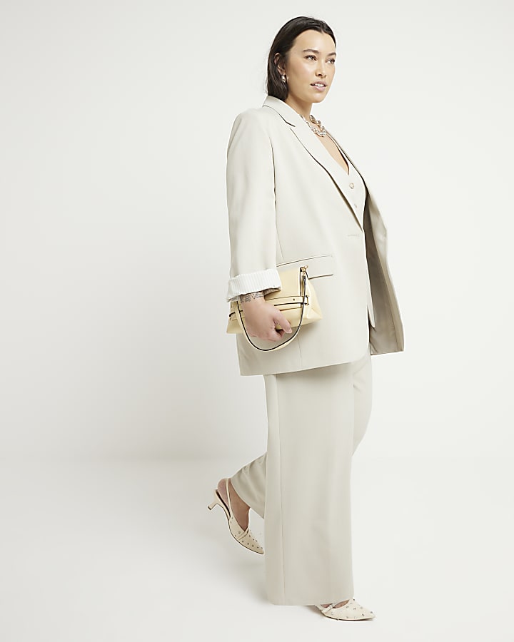 River Island Plus Light Green Wide Leg Trousers
