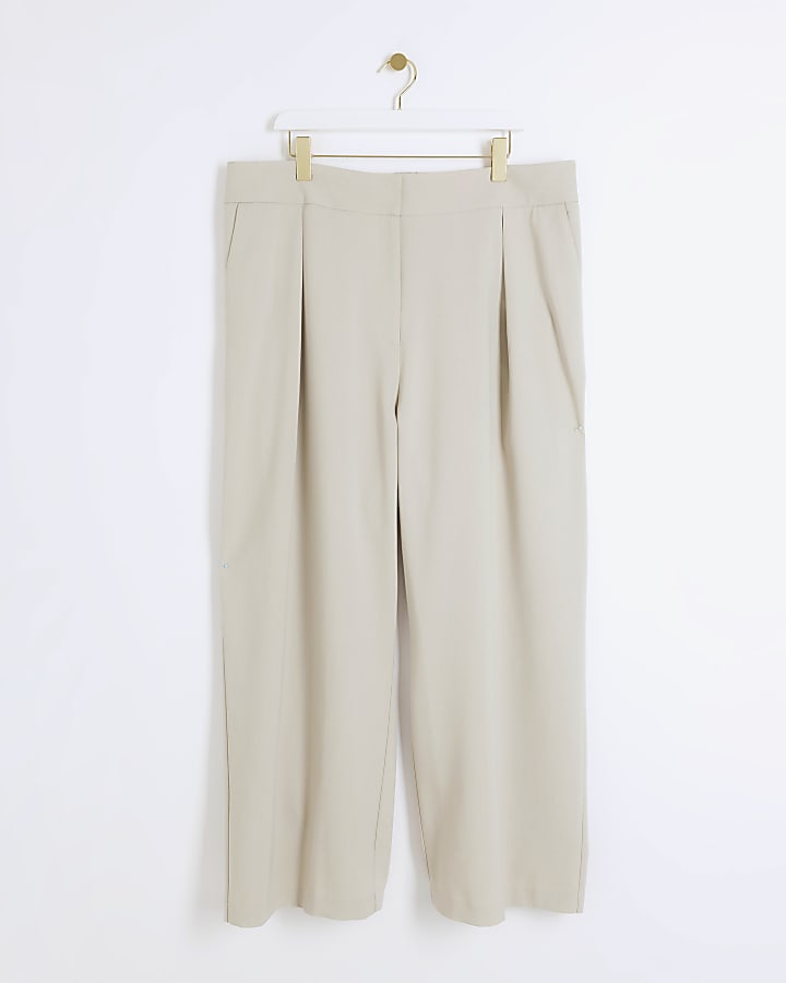 river island Plus light green wide leg trousers