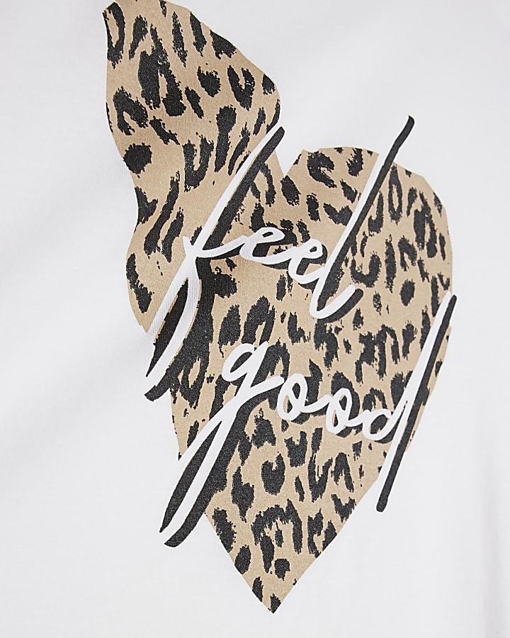 River Island Plus White Feel Good T-Shirt