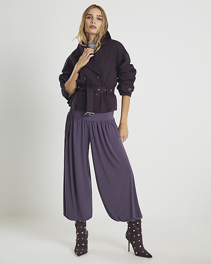 River Island Purple Cropped Trench Coat