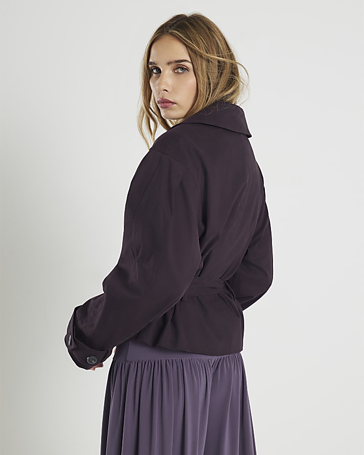 river island Purple Cropped Trench Coat