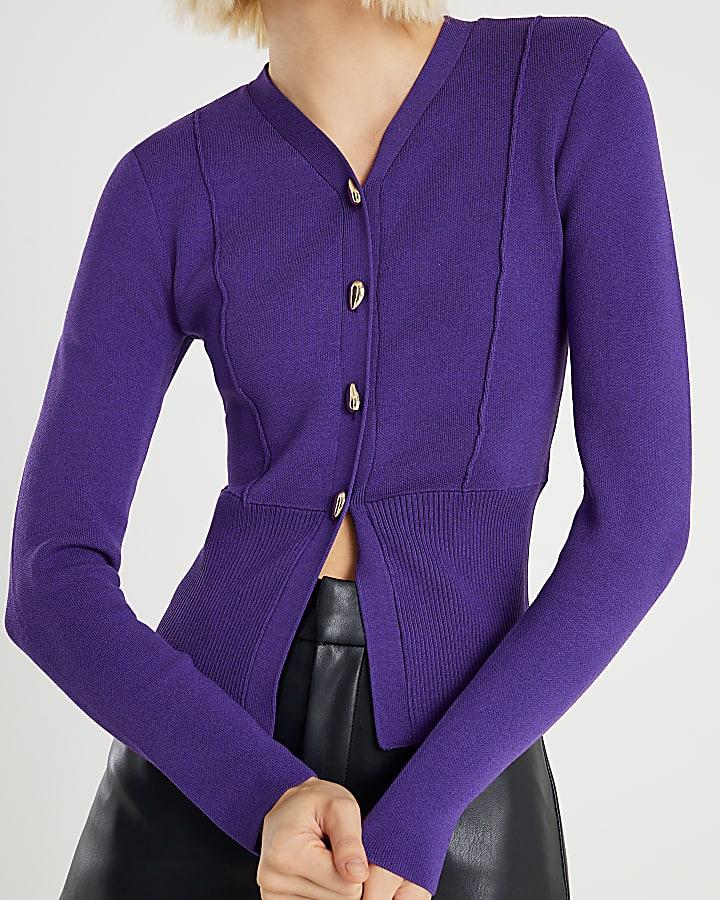 River Island Purple Knitted Structured Cardigan