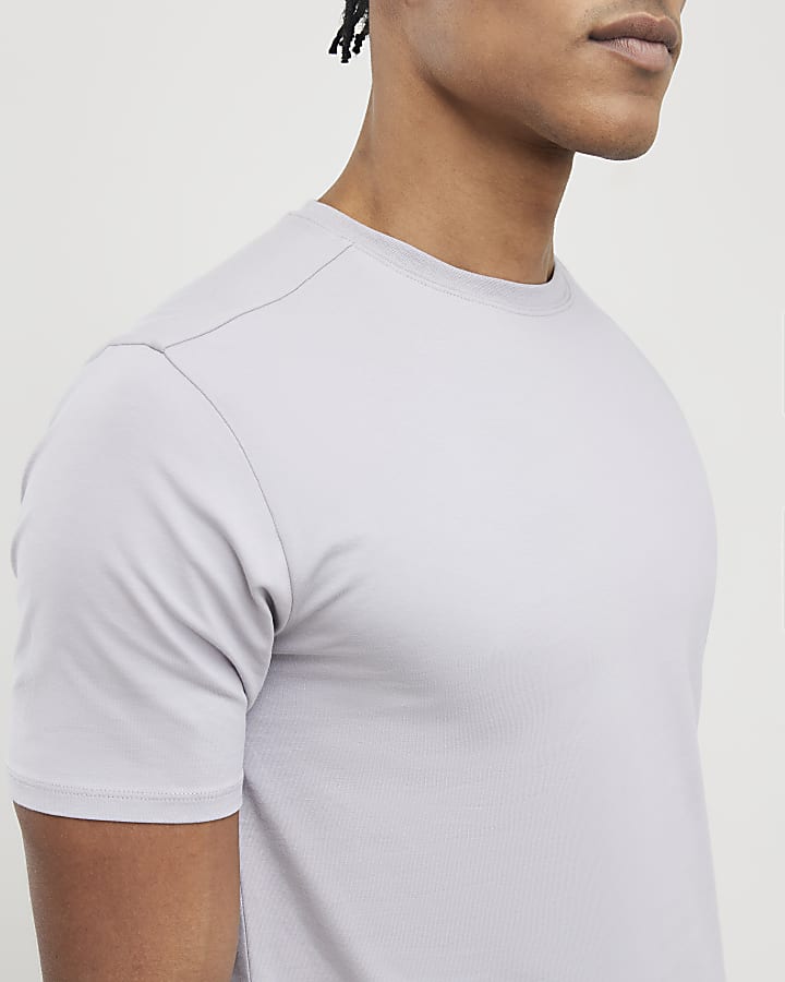 River Island Purple Muscle Fit T-Shirt