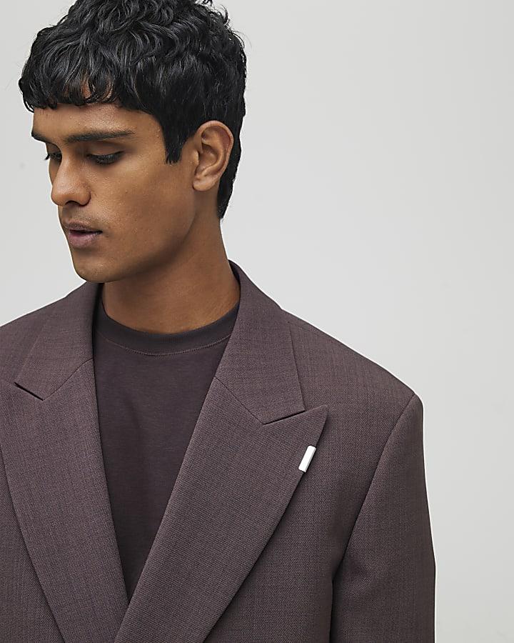 River Island Purple Relaxed Fit Wrap Suit Jacket