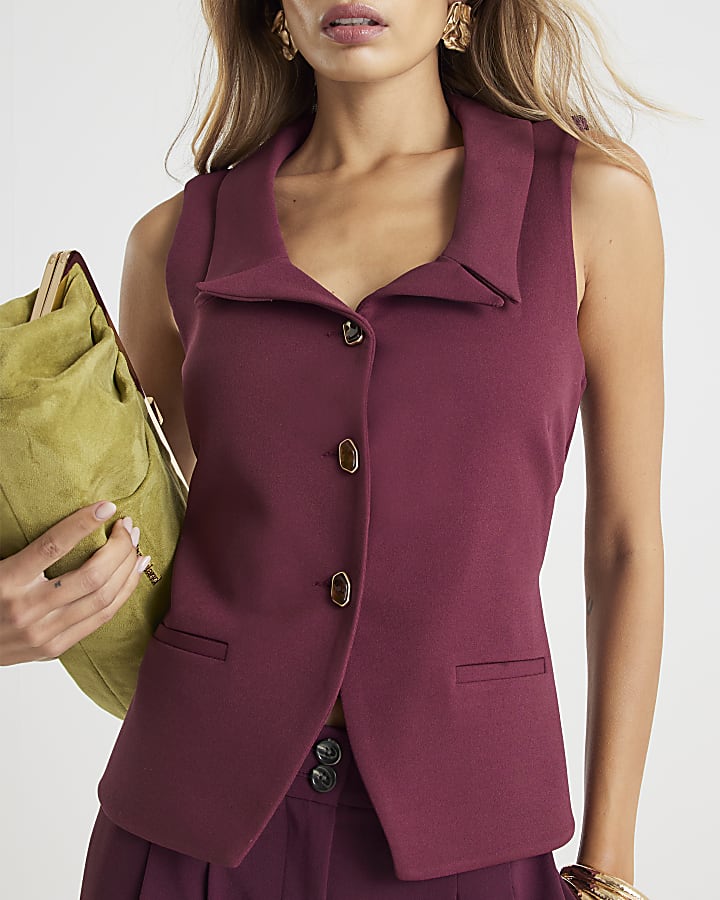 River Island Purple Sleeveless Lapel Waistcoat