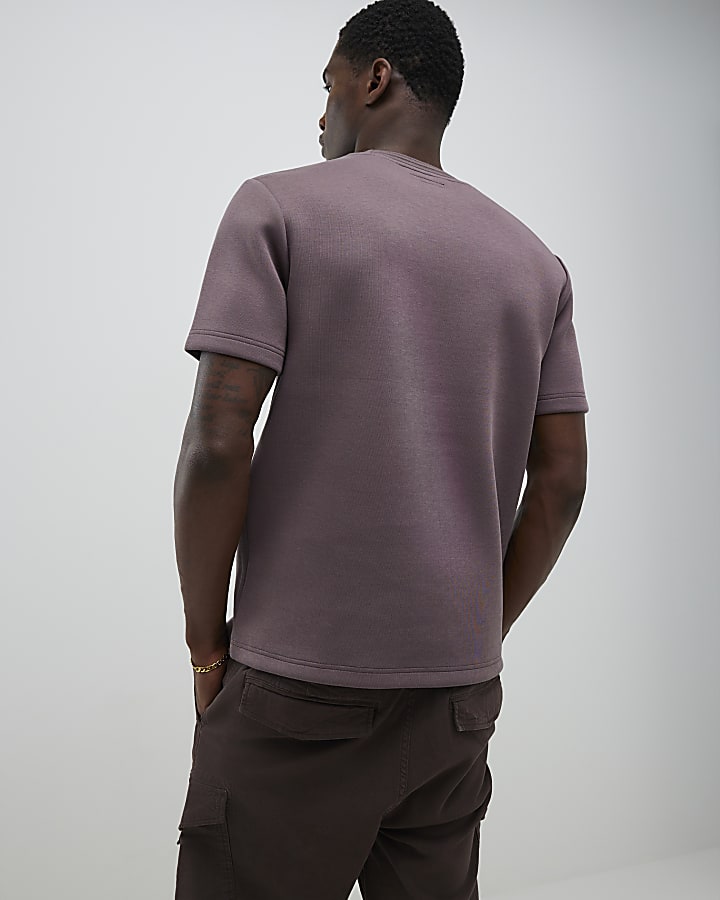 River Island Purple Slim Fit Metal Badge T-Shirt