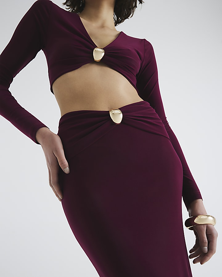 River Island Purple Trim Midi Pencil Skirt