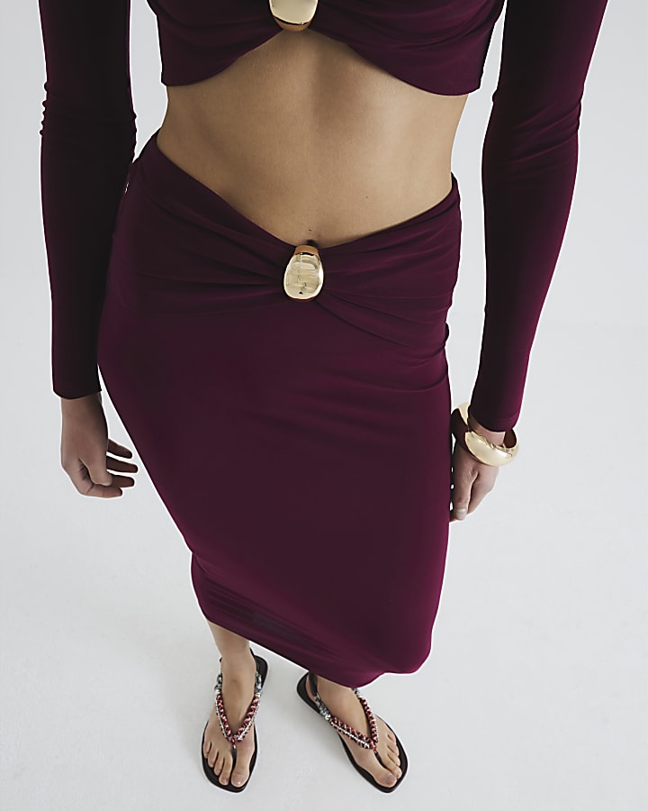 River Island Purple Trim Midi Pencil Skirt