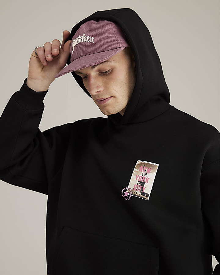 River Island Real Hackney Dave Black NY Hoodie