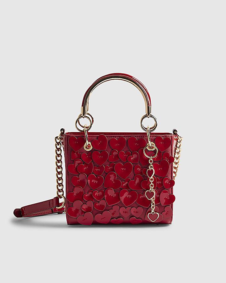River Island Red 3D Heart Tote Bag