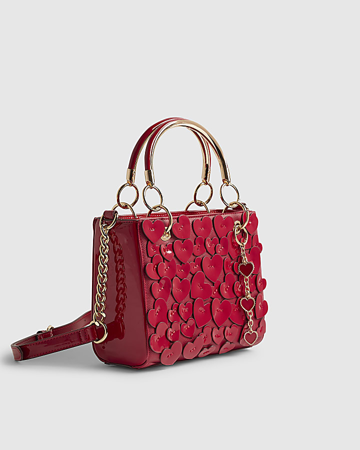 River Island Red 3D Heart Tote Bag