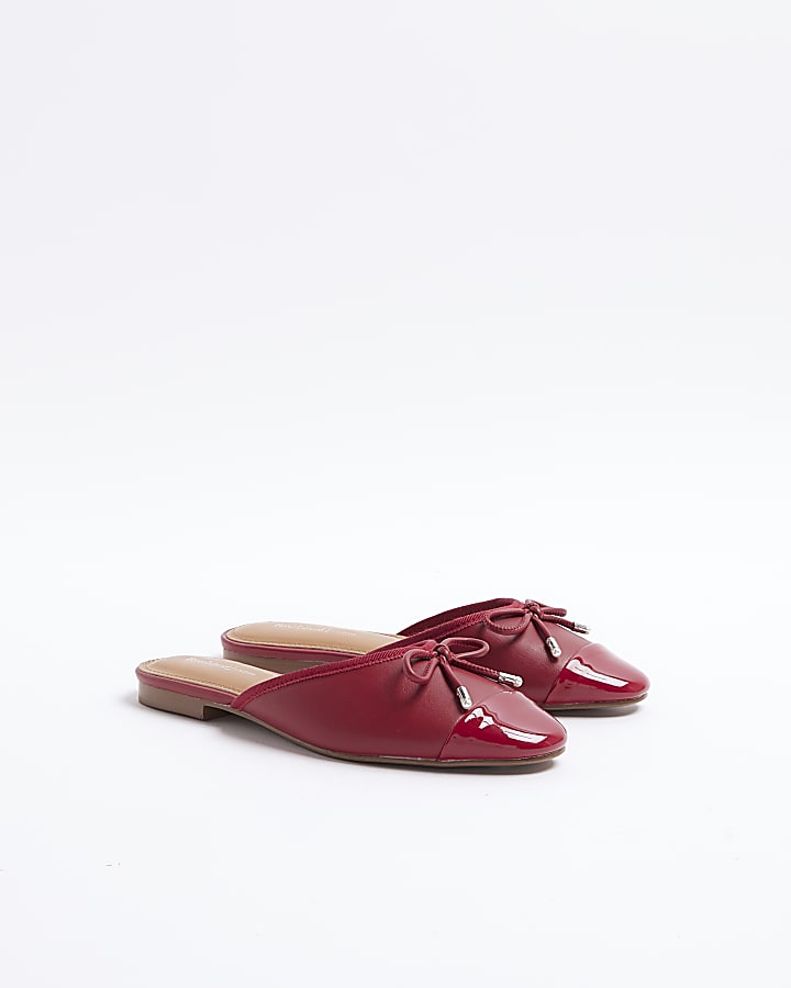 River Island Red Backless Mule Ballet Pumps