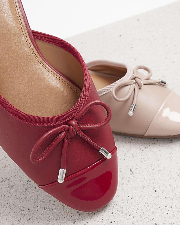 River Island Red Backless Mule Ballet Pumps