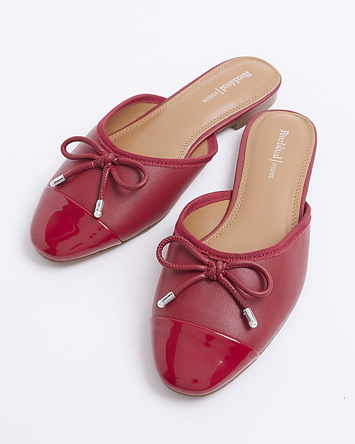 river island Red backless mule ballet pumps