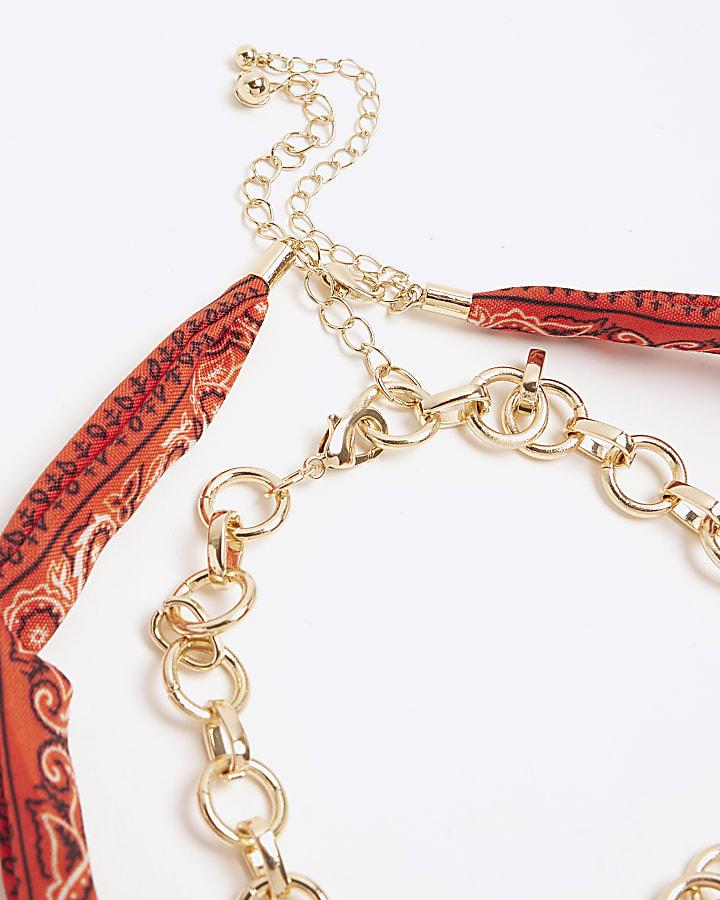 River Island Red Bandana Charm Necklace