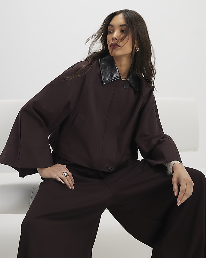 River Island Red Batwing Sleeve Barn Jacket