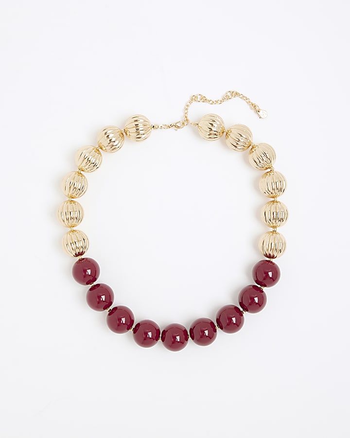 River Island Red Beaded Necklace
