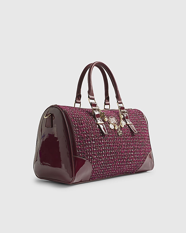 River Island Red Boucle Charm Holdall Bag