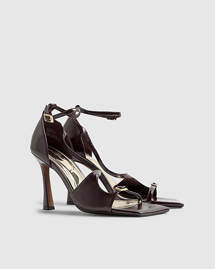 River Island Red Buckle Strap Heeled Sandals