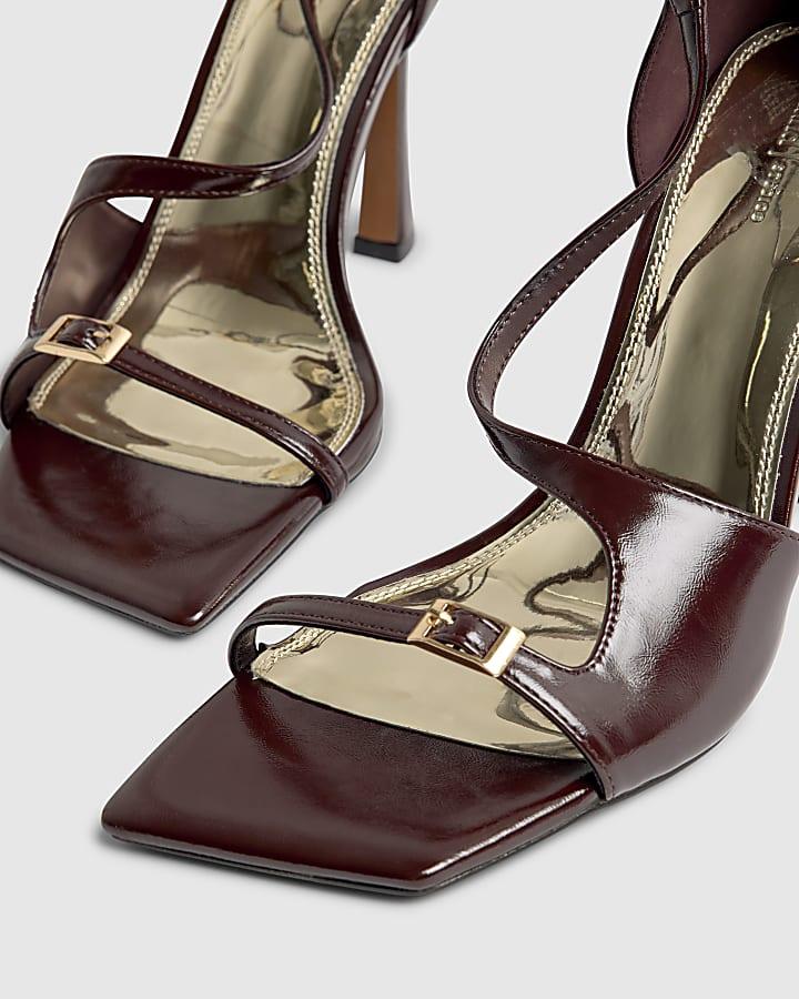 River Island Red Buckle Strap Heeled Sandals