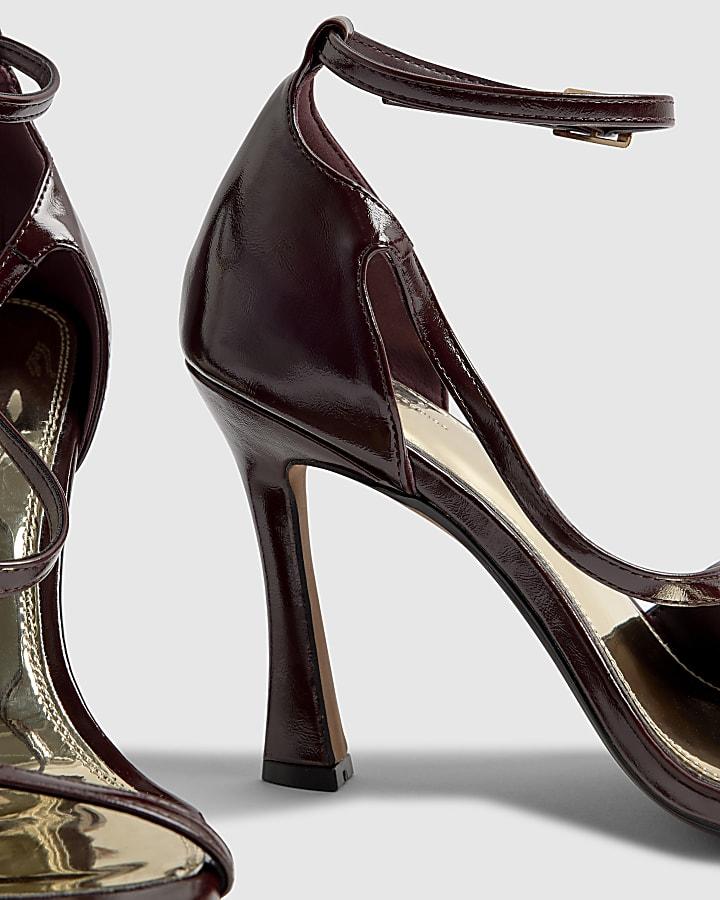 river island Red Buckle Strap Heeled Sandals