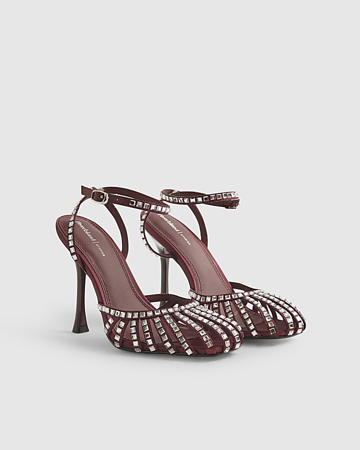River Island Red Caged Embellished Court Heels