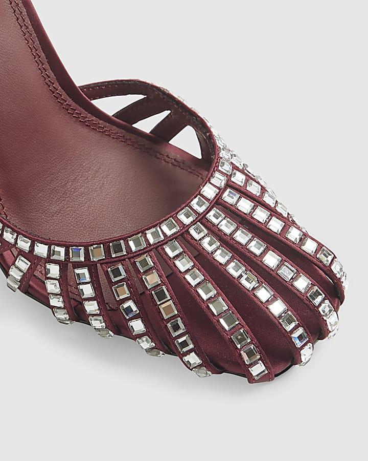 River Island Red Caged Embellished Court Heels