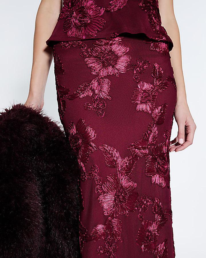 River Island Red Cornelli Floral Maxi Skirt