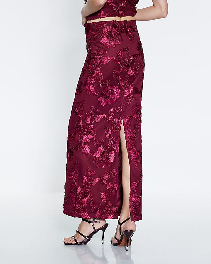 River Island Red Cornelli Floral Maxi Skirt