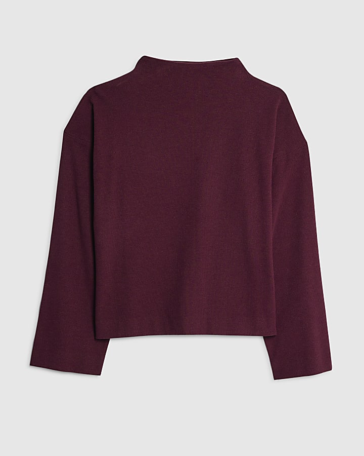 river island Red Cosy High Neck Top