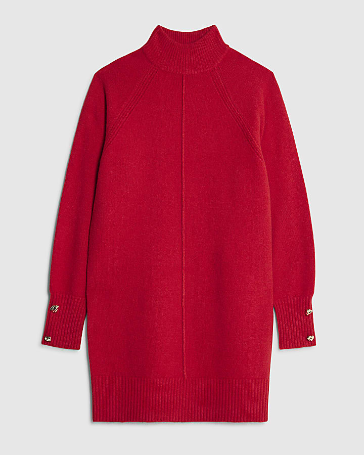 river island Red Cosy Jumper Dress