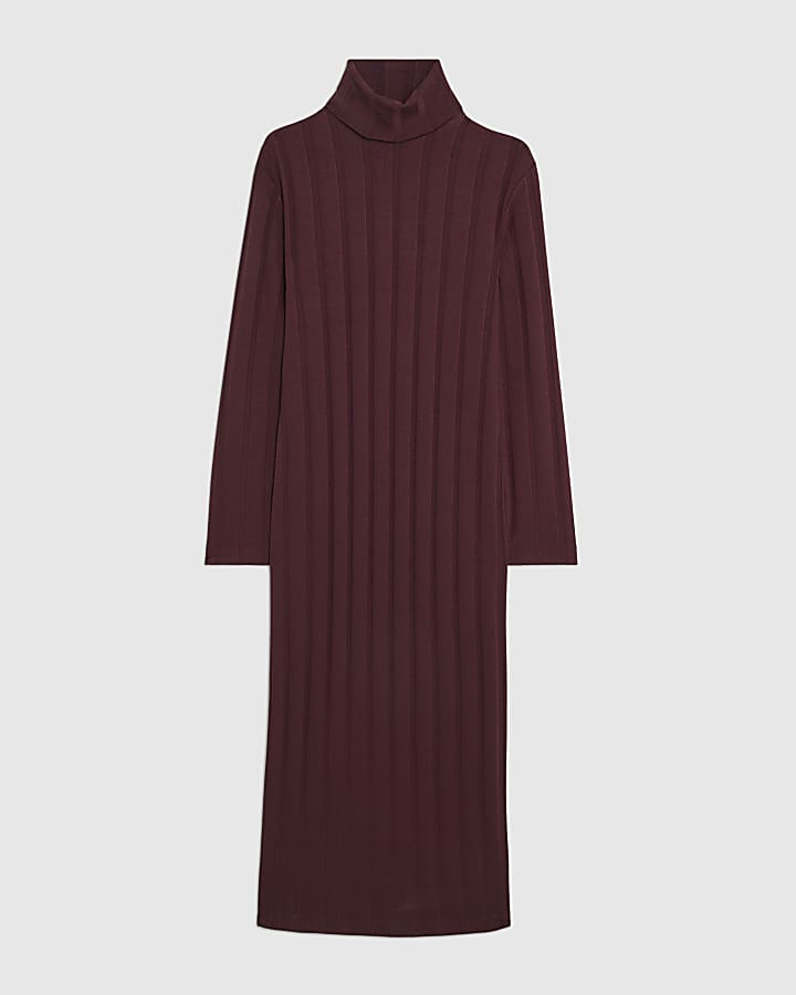 river island Red Cosy Wide Rib Midi Dress