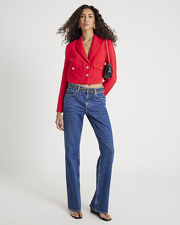 River Island Red Cropped Blazer