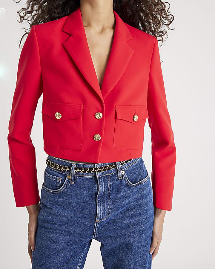 River Island Red Cropped Blazer