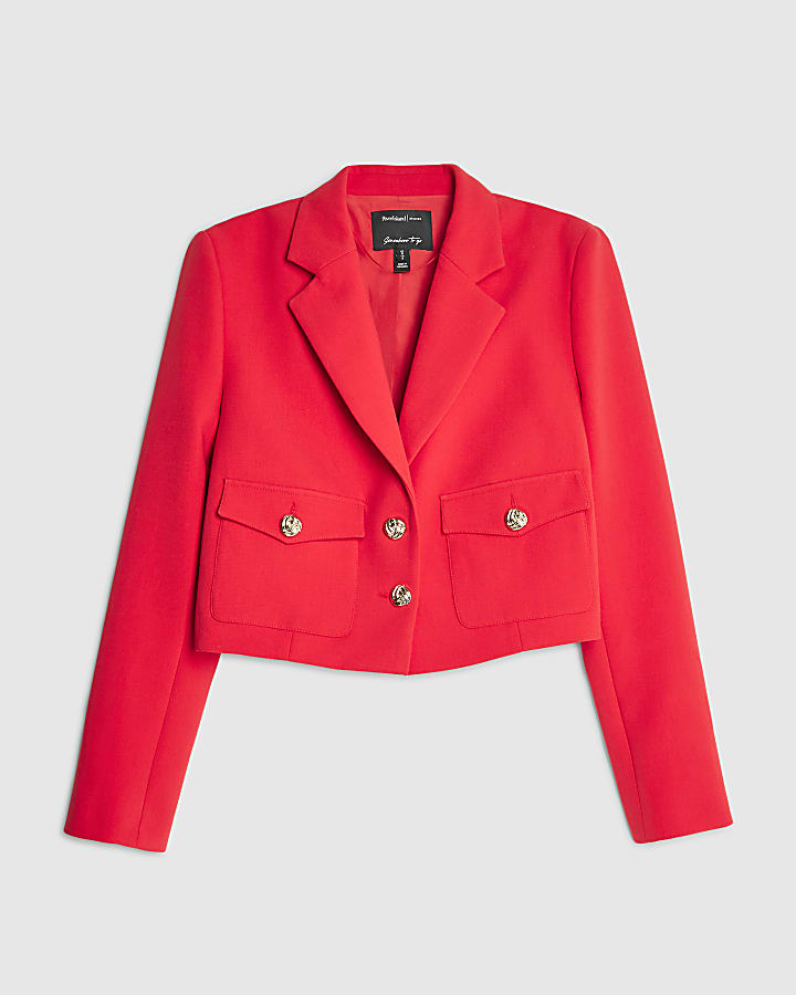 river island Red Cropped Blazer