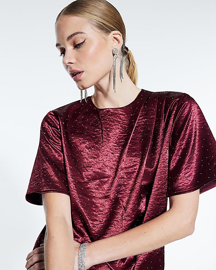 River Island Red Diamante Shift Dress