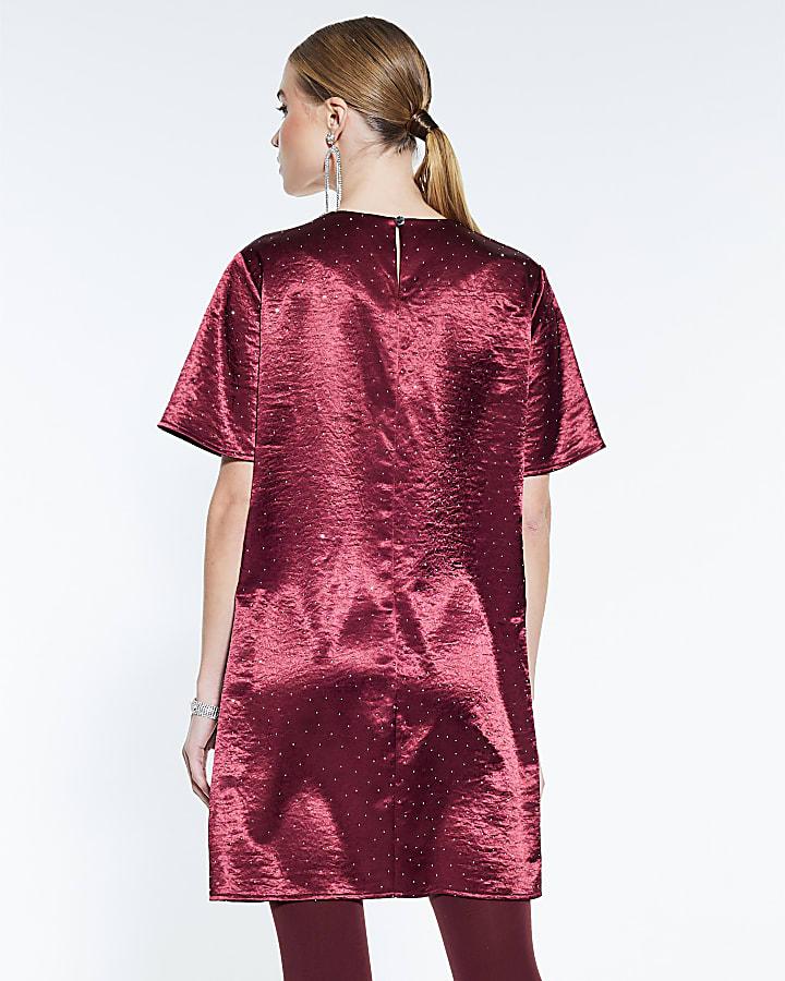 River Island Red Diamante Shift Dress