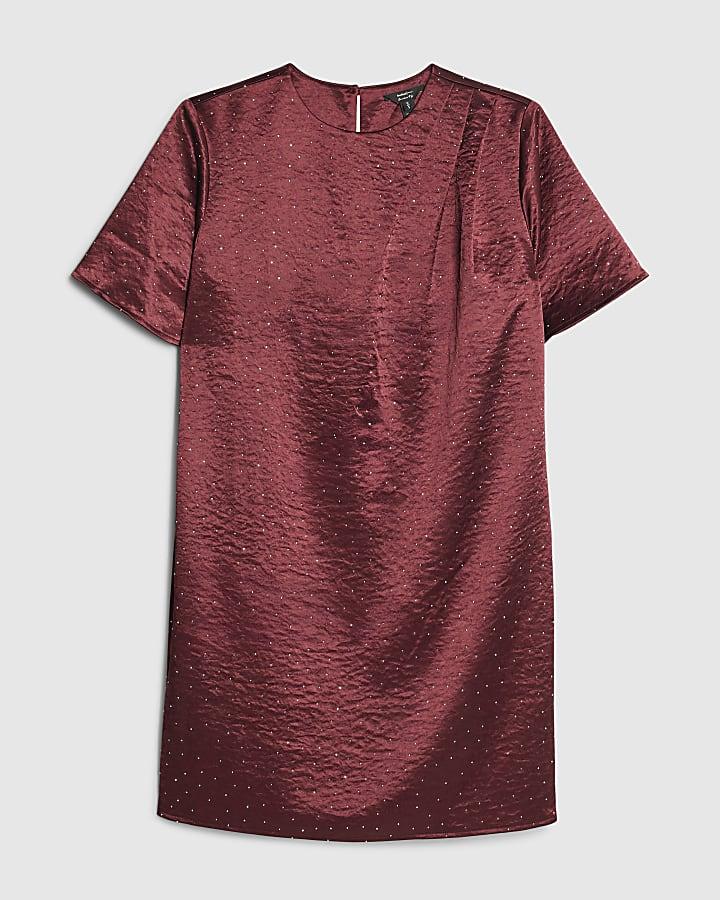 river island Red Diamante Shift Dress