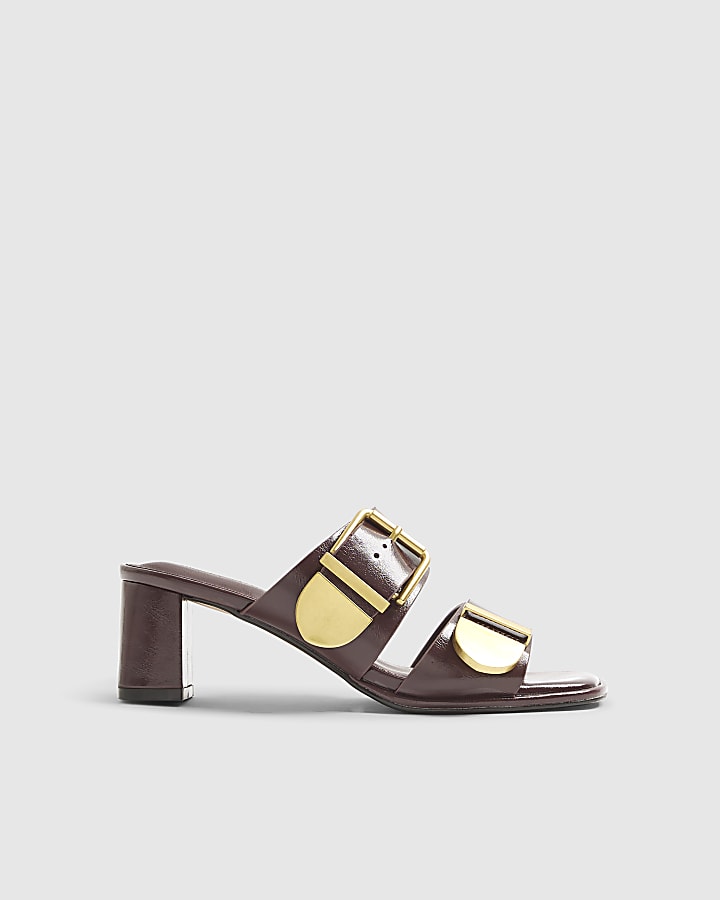 River Island Red Double Buckle Mule Sandals