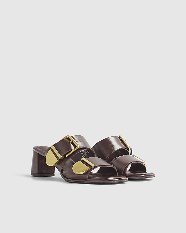 River Island Red Double Buckle Mule Sandals