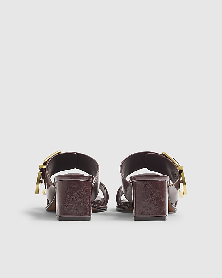 River Island Red Double Buckle Mule Sandals
