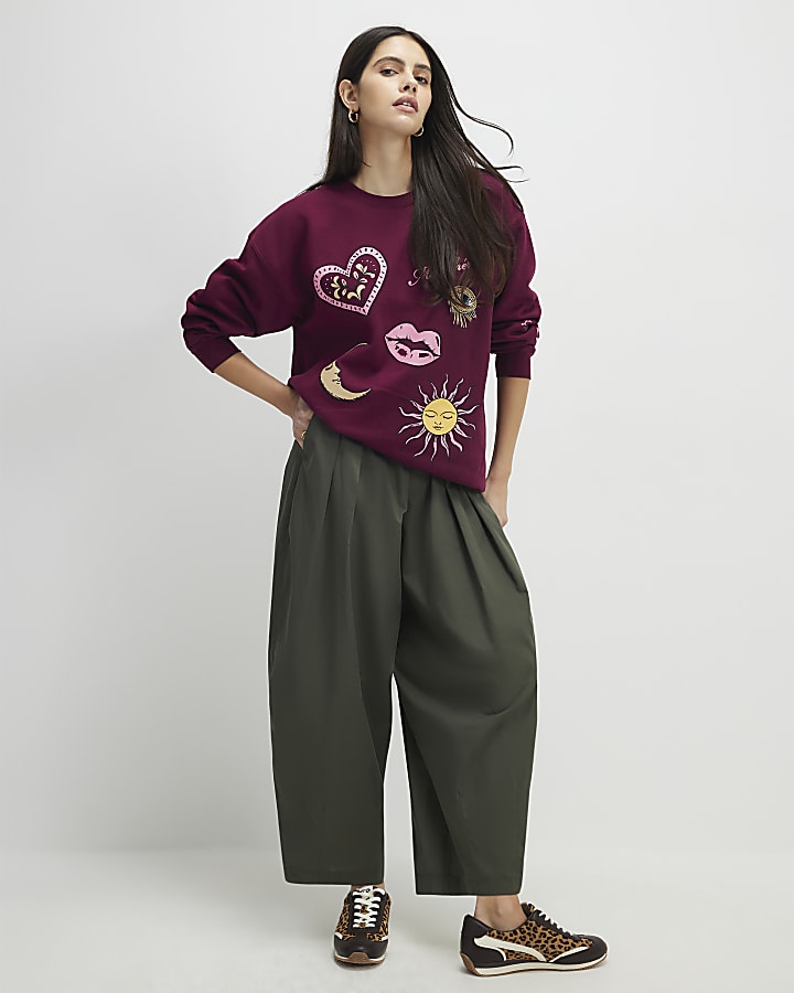 River Island Red Embellished Ma Cherie Sweatshirt