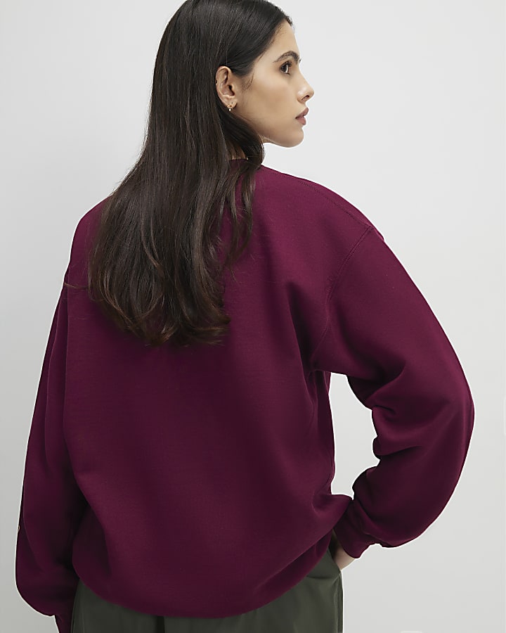 river island Red Embellished Ma Cherie Sweatshirt