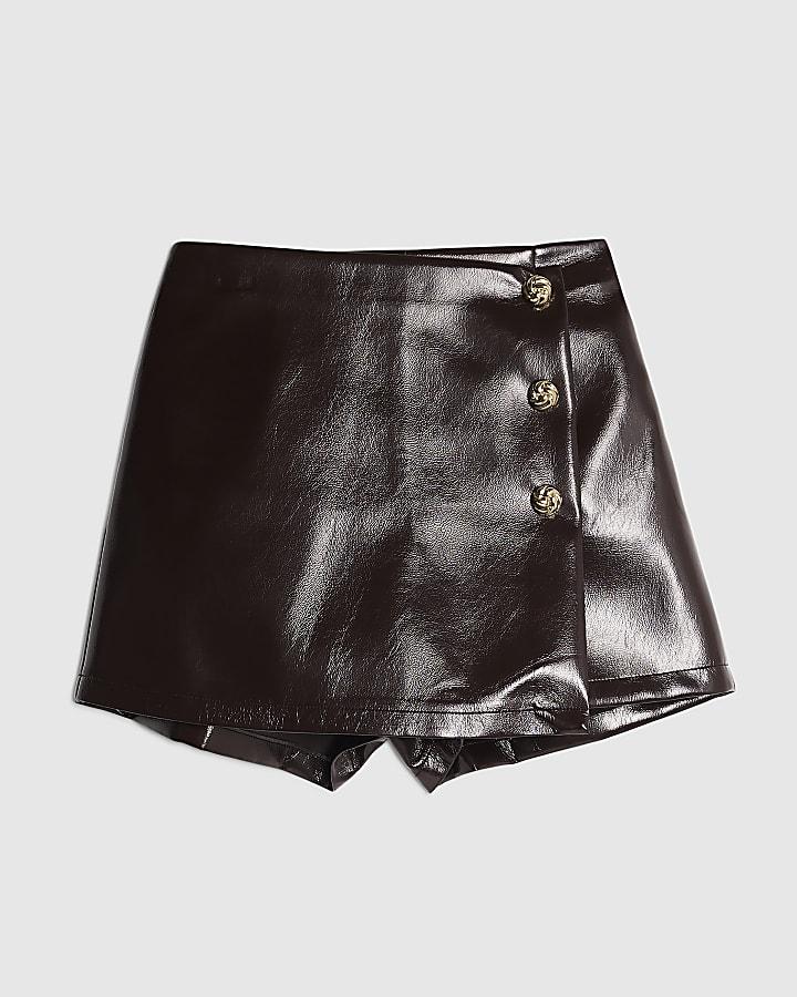 river island Red Faux Leather Skort