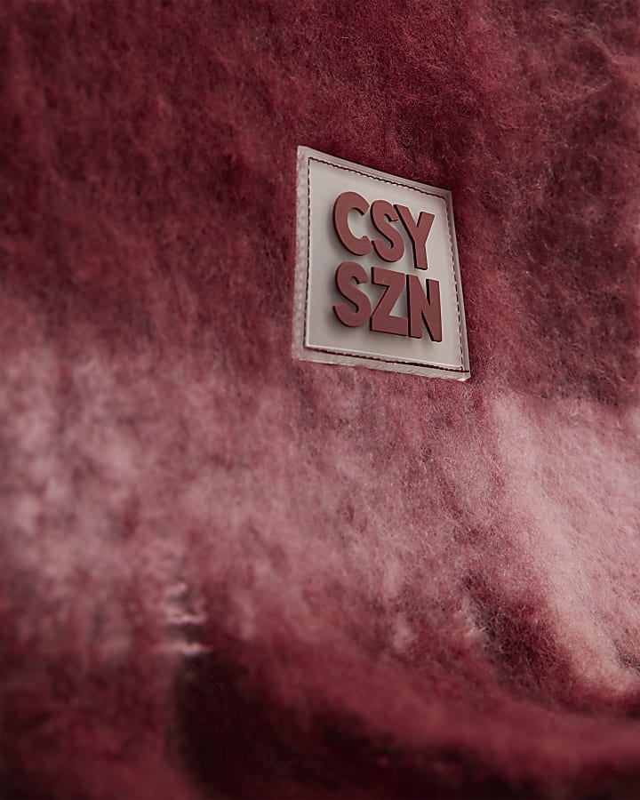 River Island Red Fringed Fluffy Scarf