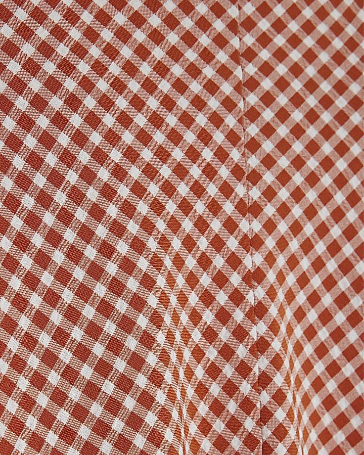 river island Red Gingham Midi Skirt