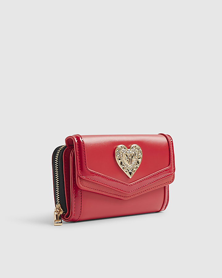 River Island Red Heart Detail Panelled Purse